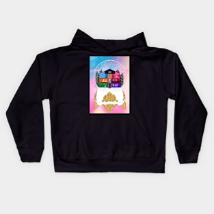 Lover House Snow Globe with Lover Sky Background Kids Hoodie